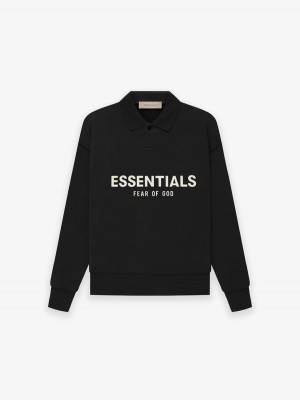 Essentials Core Essentials Ls Polo Sweatshirt Schwarz | 5804QBRLM