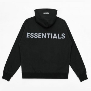 Essentials Fear Of God Reflective Letter Hoodie Schwarz | 4217RBDLA
