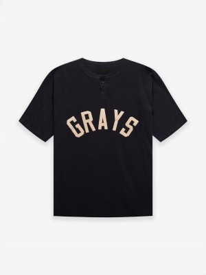Essentials Fear of God Grays Henley Tee T-shirts Schwarz | 5179KWQBN