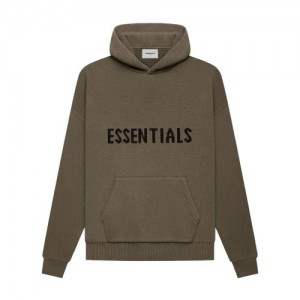 Essentials Fear of God Knit Pullover Hoodie Braun | 5184NAMDG