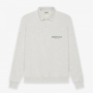 Essentials Fear of God Long Sleeve Polo Sweatshirt Gray | 2394IMOWC