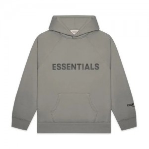 Essentials Fear of God Pullover Applique Logo Hoodie Gray | 8410YQBLX