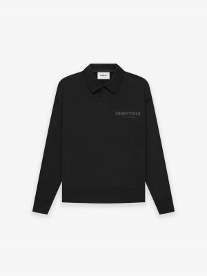 Essentials Ls Polo Stretch Limo Hoodie Kinder Schwarz | 6423SNDAF