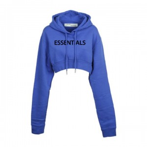 Essentials Oversized Cropped Hoodie Damen Blau | 4830FXOQU