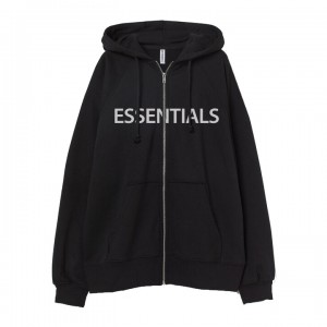 Essentials Oversized Zip-Through Hoodie Schwarz | 6123TMUDY