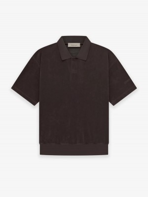Essentials SS Terry Polo T-shirts Dunkelbraun | 6325OLRKJ