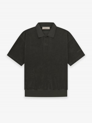 Essentials SS Terry Polo T-shirts Dunkelgrün | 1462WRNFU