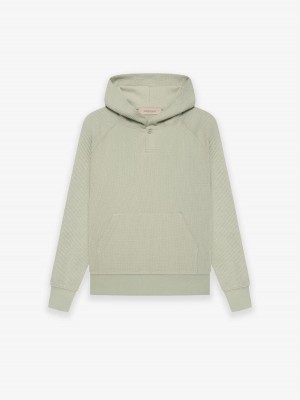 Essentials Spring Waffle Henley Hoodie Kinder Seafoam | 6802PTAKJ