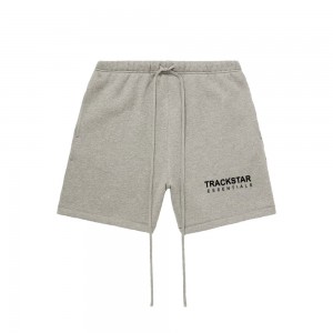 Essentials Trackstar Logo-Tab Gerippt Woven Kurze Hose Gray | 8349LOJZH