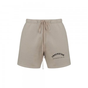 Essentials Trackstar Logo Printed Lounge Kurze Hose Braun | 4127JQAIY