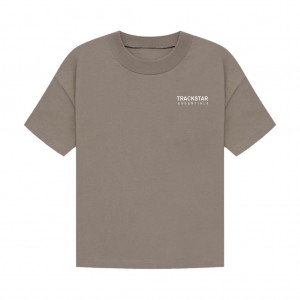 Essentials Trackstar Wolle Crepe T-shirts Braun | 7518OIERK