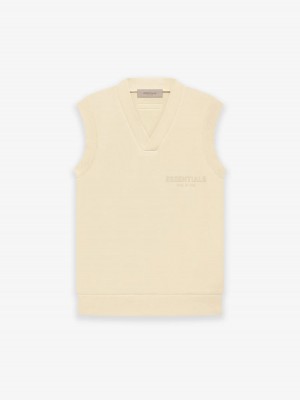 Essentials V Neck Vest Damen Gelb | 5863THFJR